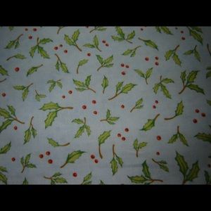 Reusable fabric gift bags: blue holly print